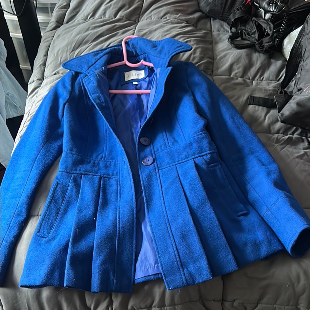 dELiA*s Blue Pea Coat Classic A-Line Design